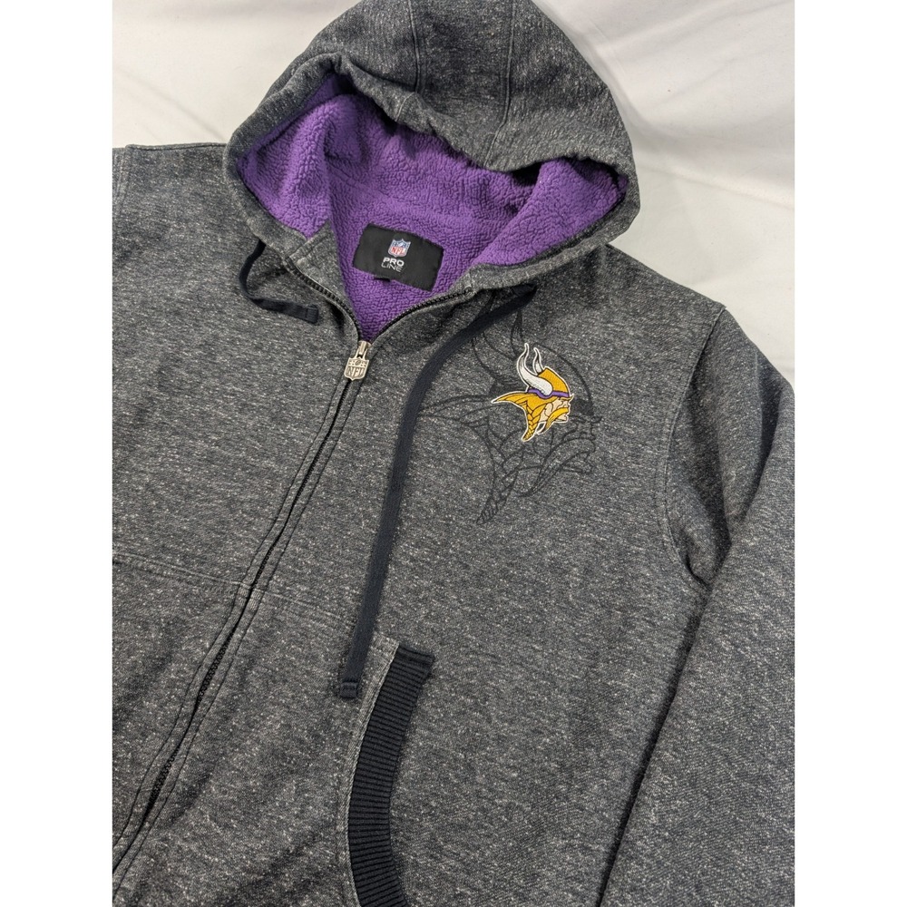 NFL Pro Line Minnesota Vikings Sherpa Lined Zip Up Hoodie Oversized Mens Large